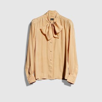 Gucci Interlocking G Chain Silk Jacquard Shirt, Beige