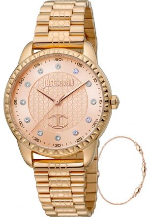 Just Cavalli Womens JC1L176M0075 Ladies Watch and Bracelet Gift Set - Rose Gold - One Size