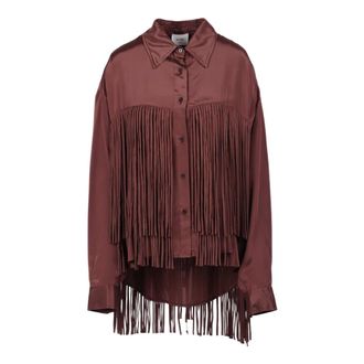 Alysi Shirts, female, Brown, Size: XS Camicia con frange