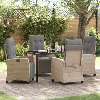vidaXL Conjunto De Comedor De Jard&iacute;n 5 Pcs Beige Rat&aacute;n Sint&eacute;tico Vidaxl