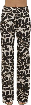 Via Masini 80 Bicolor bloemenprint jersey broek - Dames - Wijde Broeken - Veelkleurig - S - Broeken
