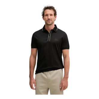 Karl Lagerfeld Tops, Heren, Zwart, L, Katoen, Signature Gestreefd Katoenen Poloshirt