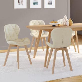 IDMarket Lote De 4 Sillas De Comedor Robine De Tela Beige