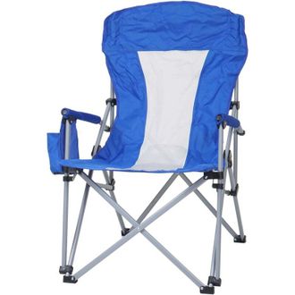Hhg Non utilizzato] Sedia pieghevole campeggio con portabevande HHG 495 acciaio nylon tessuto a rete blu