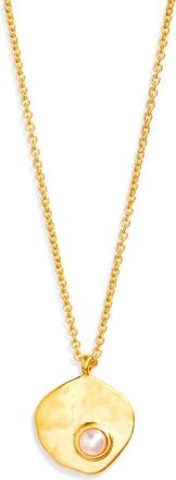 Monica Vinader Capri Freshwater Pearl Disc Pendant Necklace in 18K Gold Vermeil /Pearl at Nordstrom