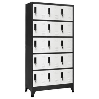 Berkfield Home Locker Cabinet Anthracite & White 90x40x180 cm Steel in Black | Size: 90 x 40 x 180 cm