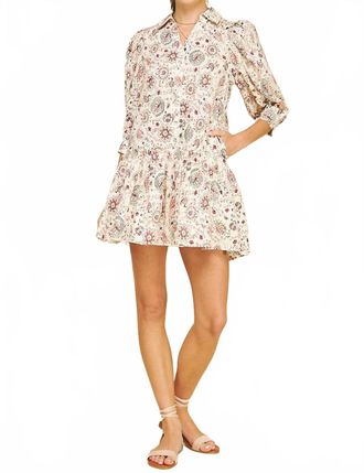 Pinch Design Print Button Down Mini Dress In Cream
