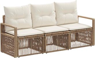 vidaXL Conjunto De Sof&aacute;s De Jard&iacute;n 3 Uds. Beige Rat&aacute;n Sint&eacute;tico Vidaxl