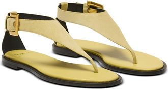 Balmain Anthem flat toe-post sandals in suede in Beige at Nordstrom, Size 36