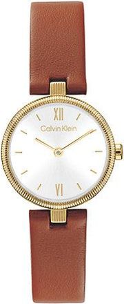 Calvin Klein Reloj Con Correa De Piel Chapada En Oro Gleam