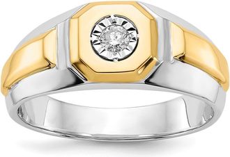 Diamond2Deal 14k Two-tone Lab Grown Diamond Wedding Band Ring 1/10Ct Clarity- VS Color- G-H