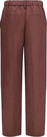 Brunello Cucinelli Womens Wide-Leg Pants Linen With Elastic Waistband And Belt Loops Rhubarb Trousers
