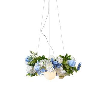 QAZQA Qazqa - Bohemio L&aacute;mpara De Techo Bohemia Negra Con Flores De Colores Azul Y Blanco - Flower Power Vidrio /met&aacute;lica Redonda Adecuado Para Led Max. 1 X 