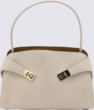 Ferragamo Light Grey Leather Hug Soft Shoulder Bag