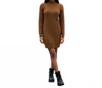 Jessica Howard Mockneck Long Sleeve Mini Dress In Brown