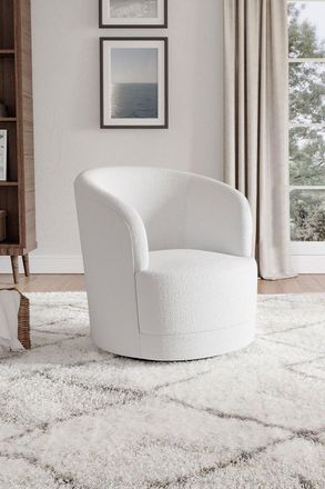 Living and Home Teddy Velvet Upholstered Swivel Barrel Chair