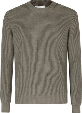 Roberto Collina Girocollo ML in Costa Lana Merino - Heren - Ronde hals truien - Groen - L - Wol - Truien & Vesten
