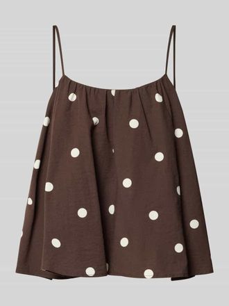 Jake*s Casual Blusentop mit tiefem Rundhalsausschnitt in Dunkelbraun, Gr&ouml;&szlig;e 34