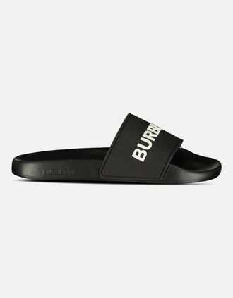 Burberry Womens Burberry Logo Tech Furley Sliders Black - Size: 5