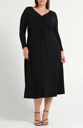 Estelle Equinox Long Sleeve A-Line Dress in Black at Nordstrom, Size 16W