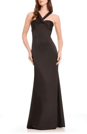 Dress The Population Rosalia Sleeveless Satin Gown in Black at Nordstrom, Size Xx-Large
