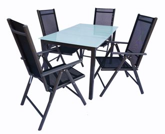 ebuy24 Vcm 5 Pcs Conjunto De Muebles De Jard&iacute;n Grupo De Asientos Grupo De Comedor 1x Mesa, 4x Sillas Mesa Dimensiones Aprox. Al. 76 X An. 140 X P. 80 Cm Sill