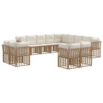 vidaXL Conjunto De Sof&aacute;s De Exterior Natural Y Crema Poli&eacute;ster Vidaxl