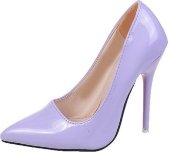 Generic Purple Ladies High Heels with 12Cm Heel Elegant Temperament Patent Leather Shallow Mouth Slim for Activities