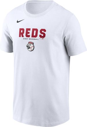 Nike Cincinnati Reds Bold Team Name Nike Mens MLB T-Shirt in White | N19910ARED-D31