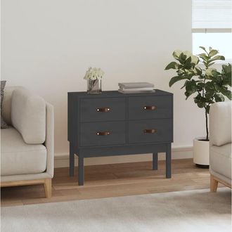 vidaXL Mueble Consola De Madera Maciza De Pino Gris 90x40x78 Cm Vidaxl