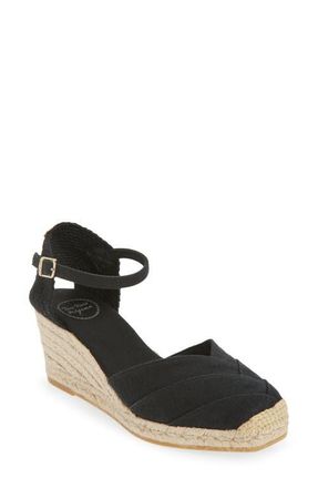 Toni Pons Clara Ankle Strap Espadrille Wedge in Negre at Nordstrom, Size 8-8.5Us