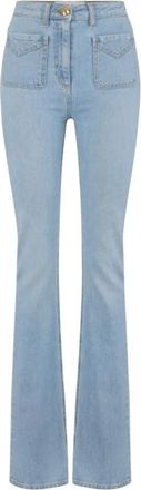 Elisabetta Franchi Jeans, Dames, Blauw, W25, Katoen, Flared Jeans