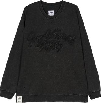 adidas lettering-appliqué sweatshirt - unisex - Cotton - L - Black