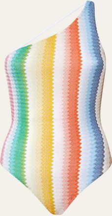Missoni Striped Zig Zag Asymmetric One-Piece Swimsuit