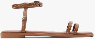 Tommy Hilfiger Womens Flat Leather Sandal - Brown - US 6.5 / EU 37