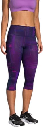 Brooks Womens Method Half Crop Tight Leggings In Matrix Navy Print