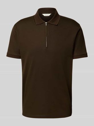 Selected Regular Fit Poloshirt aus Baumwoll-Mix Modell FAVE in Dunkelbraun, Gr&ouml;&szlig;e S