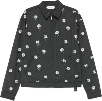 Honor The Gift Floral-embroidered Pinstripe Overshirt