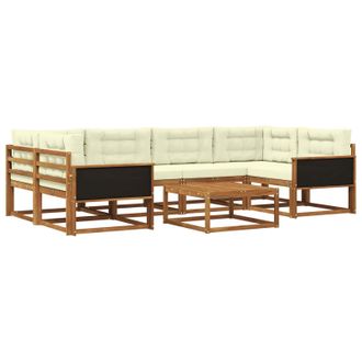 vidaXL Conjunto De Sof&aacute;s De Exterior Con Coj&iacute;n 7 Pcs Natural Y Crema Vidaxl