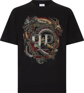 Philipp Plein Round Neck T-Shirt Dragon