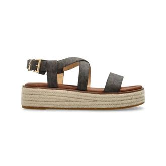 Michael Kors Schoenen, Dames, Bruin, 37 EU, Jute, Lynn Signature Logo Platform Espadrille