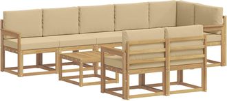 vidaXL Conjunto De Sof&aacute;s De Exterior 9 Uds. Y Beige Poli&eacute;ster Vidaxl