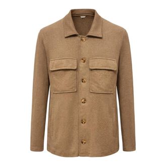 Lardini Linnen Overshirt - Heren - Zomerjassen - Bruin - 2XL - Linnen - Jassen