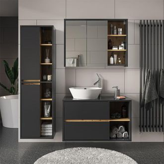 Vicco Armadio per il bagno Viola, Antracite, 50 x 170 cm con ante e vani a giorno