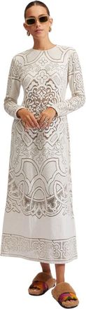 La DoubleJ Lacey Swing Jurk - Dames - Maxi kleedjes - Wit - XL - Katoen - Kleedjes