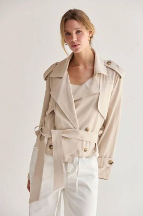 Crescent Long Sleeve Trench Coat In Reese Lightweight Trench
