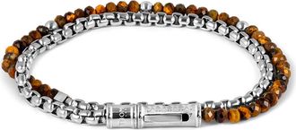 Thompson Mens Tigers Eye Double Wrap Bracelet in Brown at Nordstrom, Size Large