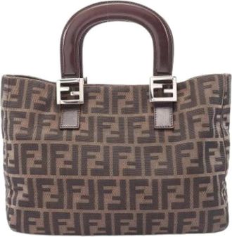 Fendi Pre-owned Vintage Canvas Handbag - Dames - Vintage Handtas - Bruin - ONE Size - Leer - Vintage