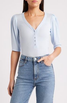 Frame Denim Rib Ruched Henley in Light Chambray at Nordstrom Rack, Size X-Small