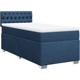 vidaXL Cama Box Spring Con Colch&oacute;n Tela Azul 90x190 Cm Vidaxl